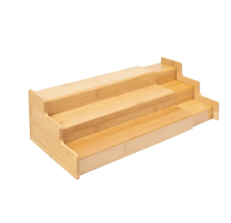 Kitchen Natural Bamboo Organizers Expandable Spice Rack, 3-Tier, 12.91-22.4x7.67x4.4 in - Perfect for Storage and Organization Waterproof Vanity