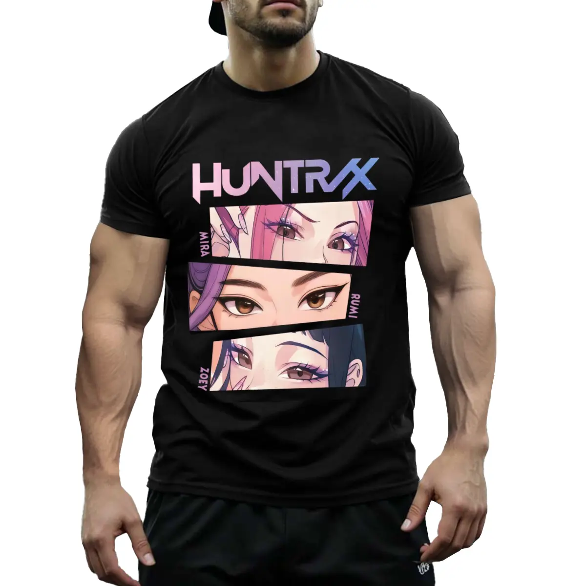 Casual Graphic T-Shirt for Women, Huntrix Inspired Kpop Fan Merch, Soft Breathable Cotton Shortsleeve Top for Daily Wear, Day, Fashion, Gym, Round Neck, Unisex, Premium Cotton, Geometric Print, Tee, Athletic