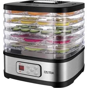 OSTBA Food Dehydrator Machine Adjustable Temperature & 72H Timer, 5-Tray Dehydrators for Food and Jerky, Fruit, Dog Treats, Herbs, Snacks, LED Display, 240W Electric Food Dryer, Recipe Book Appliances,low power consumption