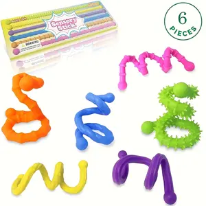Finger Sensory Twister Sticks, Relaxation Stick, 6-Piece Textured Quiet Fidget Toys, Durable Bendable Stress Relief, Adult & Kids, Perfect Birthday & Christmas Gift