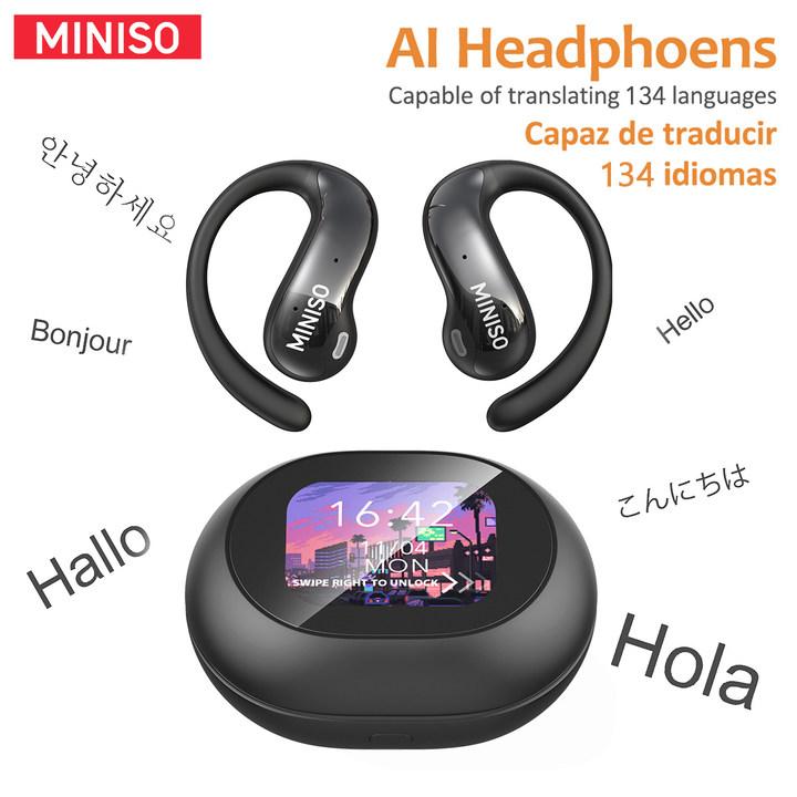 MINISO MS188 AI Earphones Wireless 134 Languages AI Translation Bluetooth Smart Earbuds with LCD Screen Charging Case AP