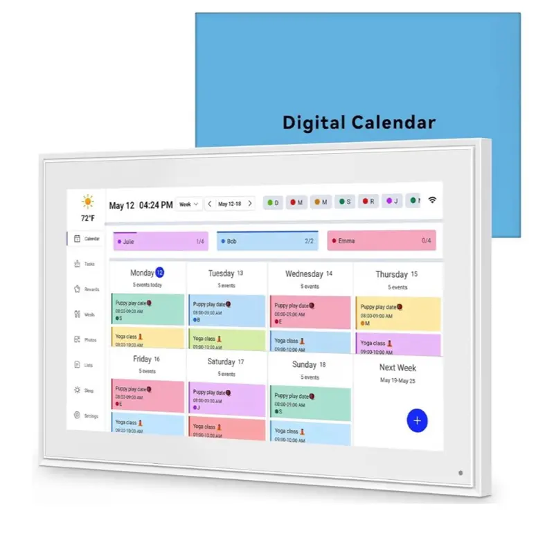 15-inch Wall Planner Digital Calendar & Chore Chart, Smart Touchscreen Interactive Display for Family Schedules – Wall Mount Included, Great for Organizing Your 2025 Calendar