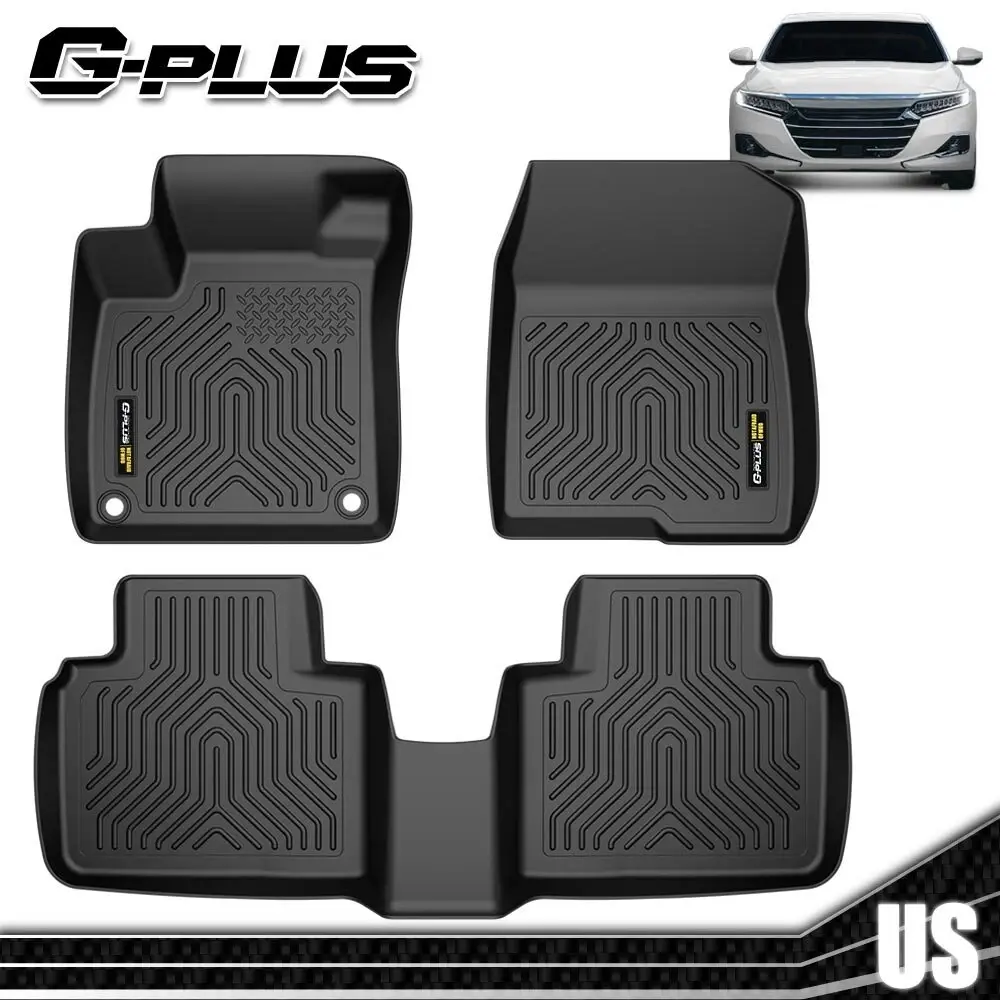 G-PLUS TPE Car Floor Mats for 2008-2025 Honda Accord, Precision-Fit Front & 2nd Row Liners, All-Weather Protection, Waterproof, Enhanced Grip, Durable Heavy-Duty Easy-to-Clean Car Interior Protection Accessories