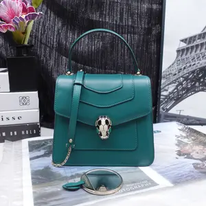 Pre-owned Bvlgari Calfskin Shoulder Bags Serpenti Forever Green Shoulder Bag T10287636