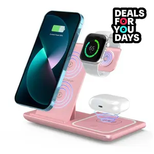 Deals foy youdays 3-in-1 Multifunctional Wireless Charging Station - Foldable Portable Charger for iPhone 15/14/13/12/11, iWatch 7/6/SE/5/4/3/2, AirPods 3/2/Pro - USA Type