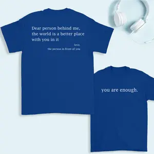 You Are Enough Graphic T-Shirt - Tropical Streetwear Crewneck Tee for Men, Casual Shortsleeve Graphic Menswear Top, Shirt Letter Print
