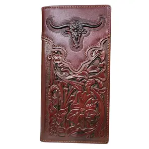 Longhorn Western wallet Cowboy Bullhead wallet genuine leather lasercut