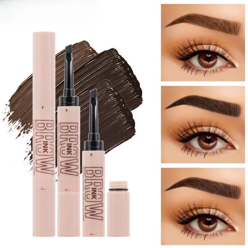 Brow Ink Eyebrow Pomade Gel with Built-in Angled Brush, 24H Waterproof Sweat-Resistant Smudge-Proof, Smooth Creamy Texture for Natural 3D Brows, 3 Shades for Beginners (Beauty & Personal Care Eyebrow Product), Flawless, Cosmetic