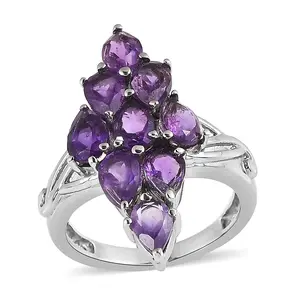 Amethyst 2.80 ctw Elongated Ring in Stainless Steel Size 9 Christmas Gifts