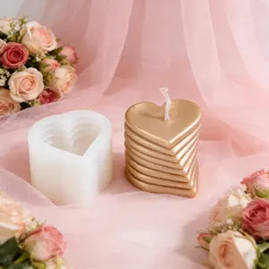 Heart Shaped Candle Mold, 3D Love Pillar Art Soap Plaster Mould Decorative Ornament Mold For DIY Handmade Craft Wedding Anniversary