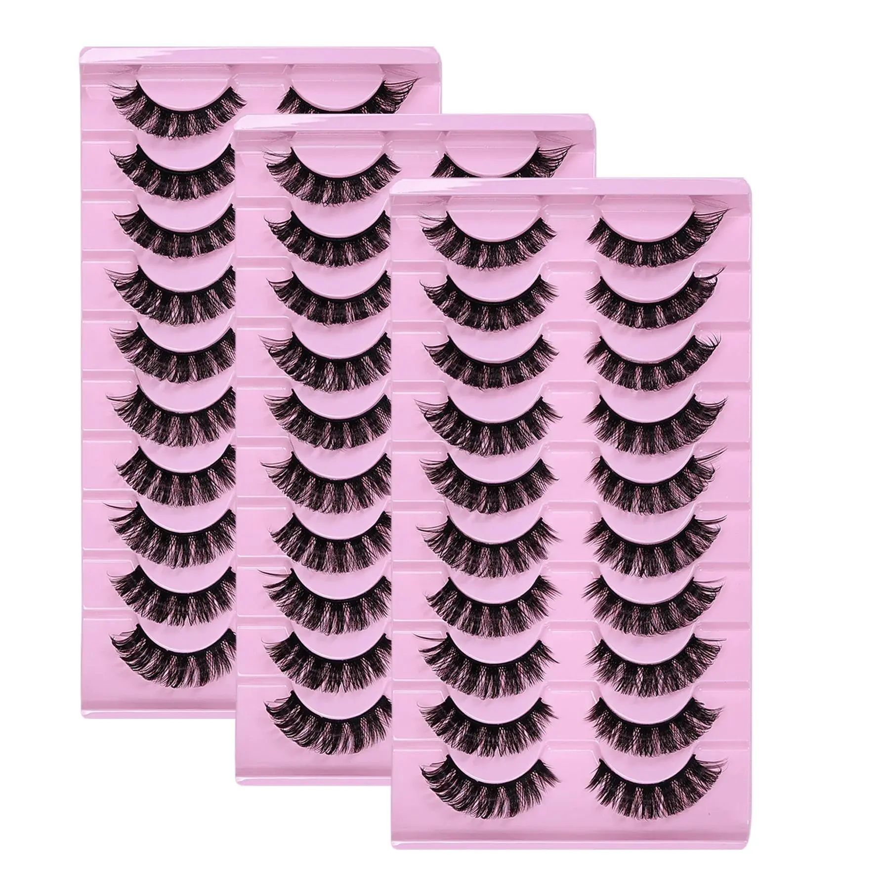 30Pairs/50Pairs Dramatic Messy DD Curl Lashes Russian Strip Fluffy Volume Faux Mink False Eyelashes Long Lasting Fake Lashes