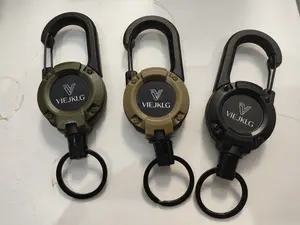 Retractable Carabiner Keychain Reel, Strong Fiber Rope Key Holder, Extendable Key Ring for Work, Fishing, Hiking & Daily Carry