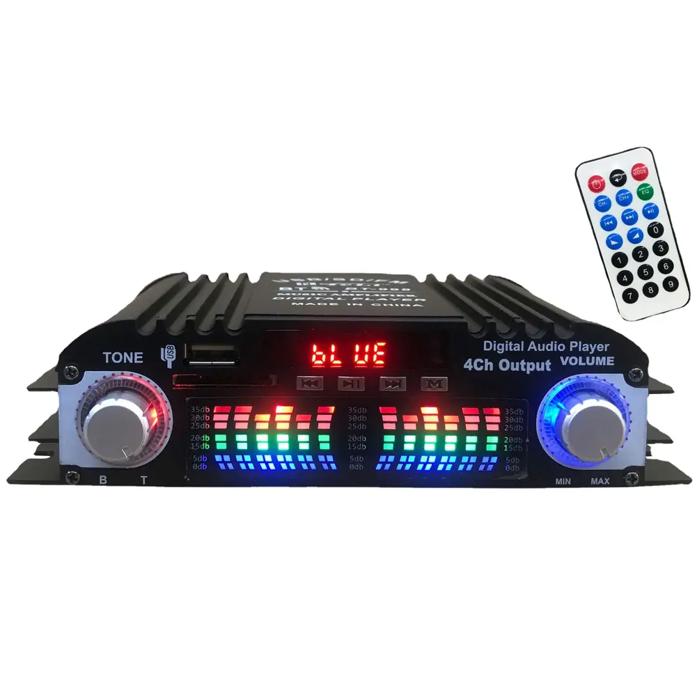 Digital Audio Amplifier FM Radio USB Bluetooth-Compatible Sound Remote Control Digital HIFI Audio Stereo Power Amplifier