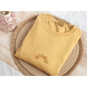 Embroidered Sun Tshirt, Embroidered Sunshine tshirt, Embroidered Summer Tshirt, Embroidered Boho Shirt, Trendy Tshirts for Men Women