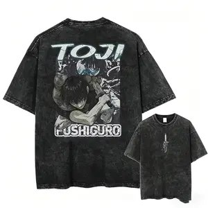 Vintage Washed Toji T-Shirt Jujutsu Kaisen Anime Shirt Unisex Casual Top with Sorcerer Killer Design and Inverted Spear of Heaven Symbol - Menswear, JJK Streetwear, Anime Legend Apparel