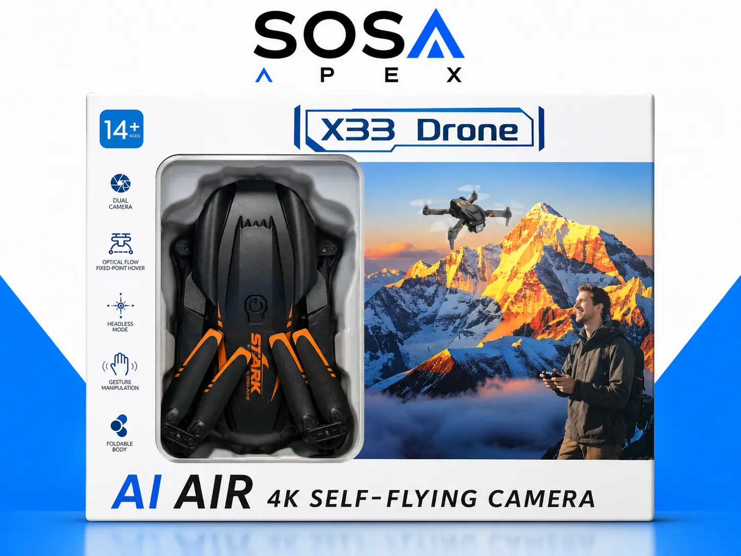 X33 AI Air 4K Drone – Dual Camera, Self-Flying, Obstacle Avoidance, Foldable, Under 200g
