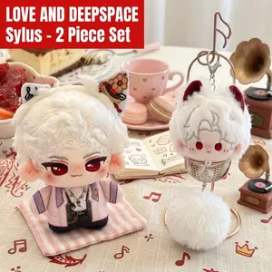 2pcs, Love and Deepspace Anime Plush Doll + Cute Plush Keychain Included, Collectible Stuffed Character Figure, Premium Soft Fluffy Toy - Keychain Bag Car Charm, Desk Shelf Room Decor, Birthday Christmas Valentine Party Gift for Anime Fans Teens