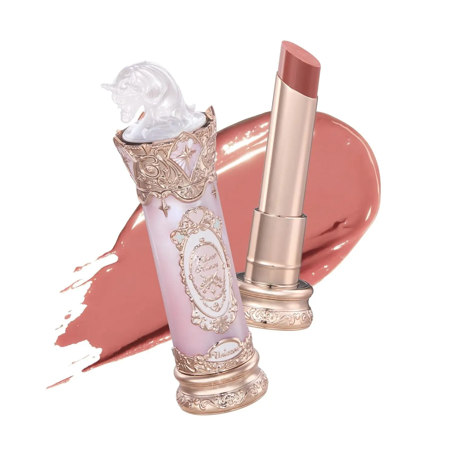 Knight Unicorn Glazed Lipstick, Soft Rosy Nude Pink | Balm-Infused Hydrating Serum Formula, Sheer Glossy Finish, Vegan, 0.12 oz (U01 Stellar Wish)