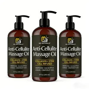 3PCS M3 Naturals Cellulite Massage Oil 8oz-Smooth the Appearance of Cellulite EI-Body Care & Skin Care Massage Oil Topical Collagen and Plant Stem CellBody Oil to Restore Texture and Elasticity-Soothing Body Oil