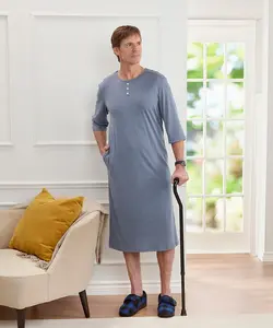 Men's Open Back Henley Nightgown