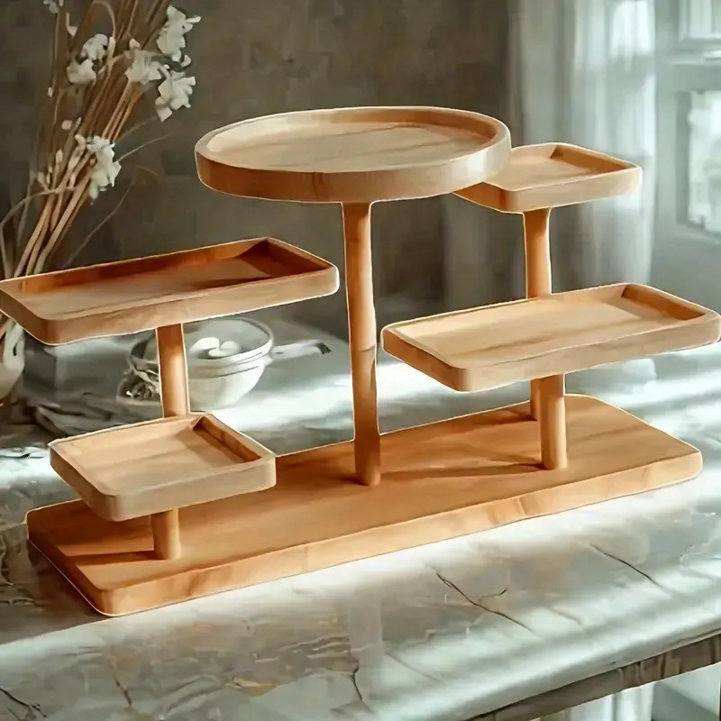 Wooden Multi Layer Plant Stand Jewelry Display Organizer 3 Tier Storage Shelf for Home Decor Display Holder Multi functional Wood Tray Shelving Unit for Jewelry Plants Party Decoration Small Deskto Display Holder, Display Riser