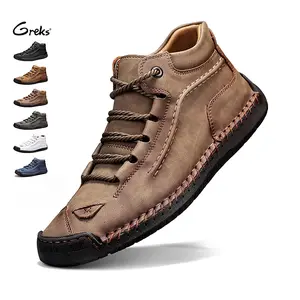 GREKS Men's Casual Ankle Chukka Boots - Lightweight Fall Mid Top Lace Shoes for Daily Walking Driving Black Boot