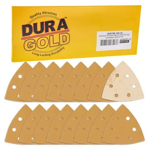 Triangle Mouse Sanding Sheets - 100 Grit (Box of 16) - 6 Hole Pattern Hook & Loop Triangular Shaped Discs - Aluminum Oxide Sandpaper