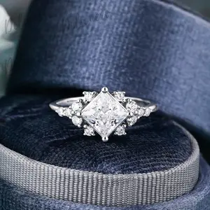 Princess Cut Wedding Ring, Unique Engagement Ring,  Promise Ring Gift for Her