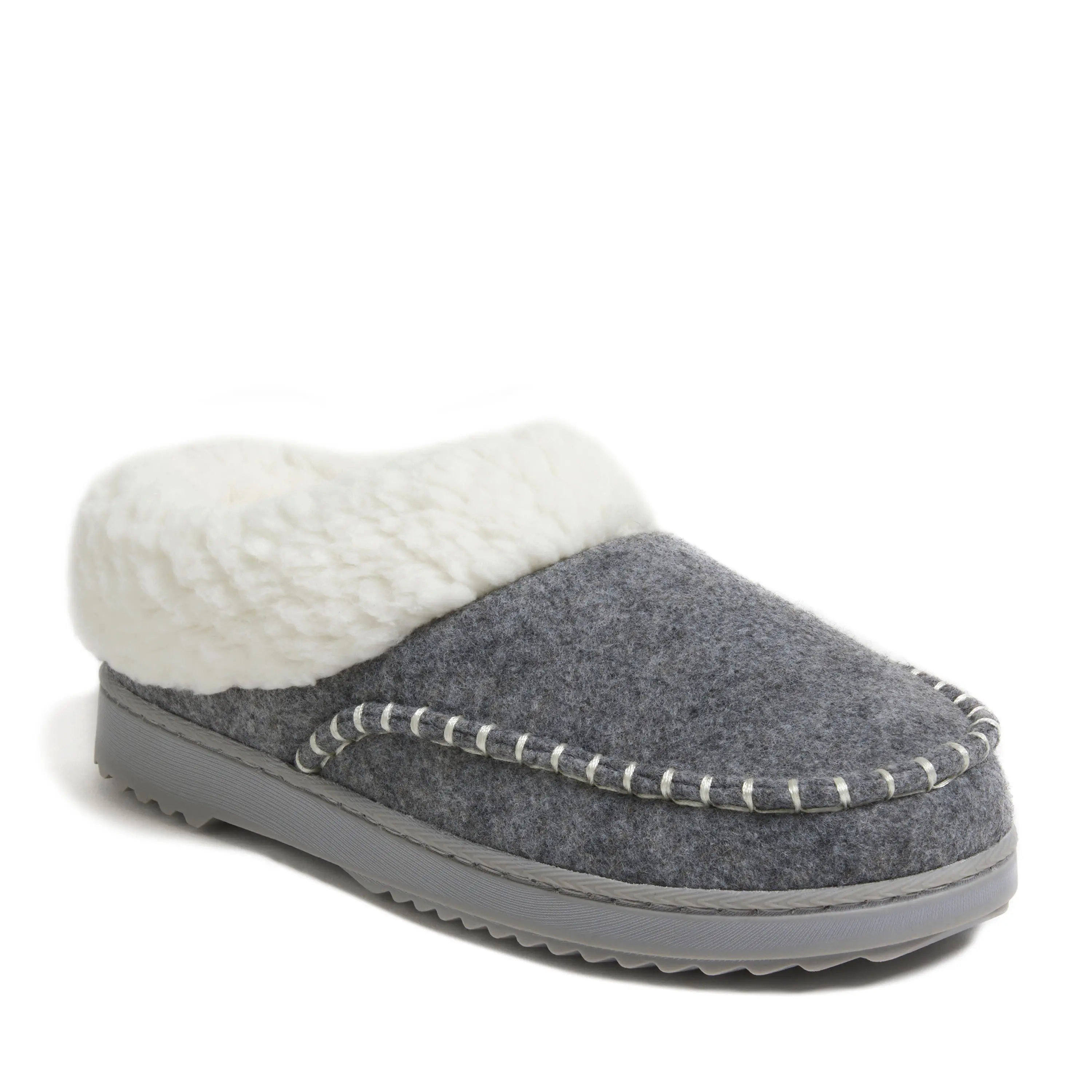 Dearfoams Women's Soft Nyla Felted Plaid Moccasin-Toe Clog House Slippers - Memory Foam Shoe for Cozy Feet, Machine Washable Indoor Footwear