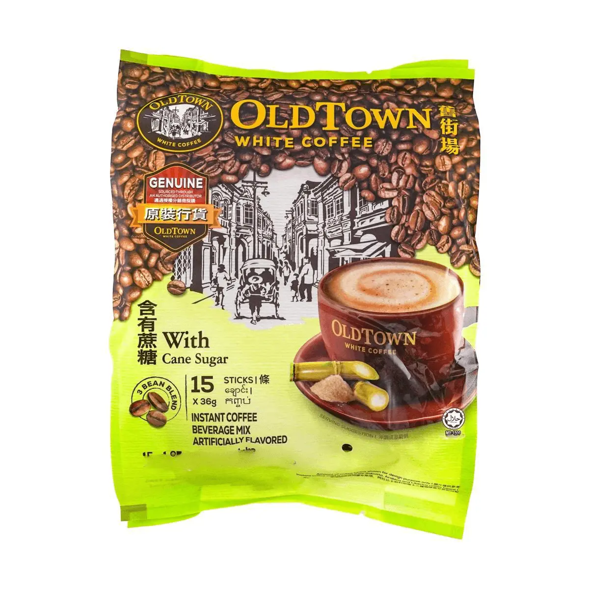 OLDTOWN White Coffee Malaysia 3-in-1 Instant Premix, 540g (15 Sachets) - Rich & Smooth Malaysian Coffee Blend