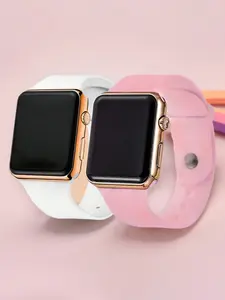 2-Pack Sporty Casual Square LED Electronic Couple Watches, Fashion Gift for Friends & Couples, Perfect for Daily Wear, Parties, Valentine's Day