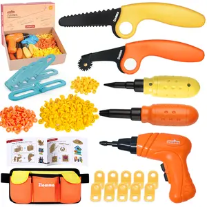 Kids Cardboard Construction Tool Set with Electric Drill & Tool Belt -258PCS, STEM Building Kit for Creative Craft Projects, Educational DIY Engineering Toy for Boys & Girls
