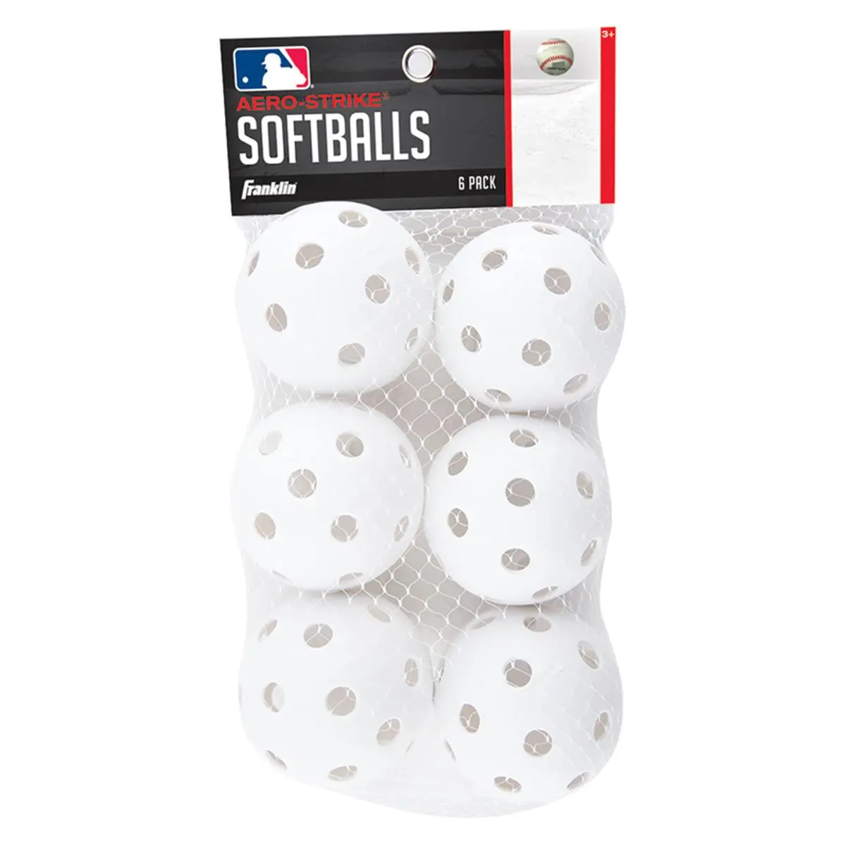 Franklin Plastic Baseballs, 6-Pack 90mm White Replacement Sports Balls, Youth Hitting Practice & Pitching Machine Training Equipment, Sports Ball, Lightweight, 6 Piece Set, Unisex, Recommended Age 3+ Yr, Training Ball Baseballs