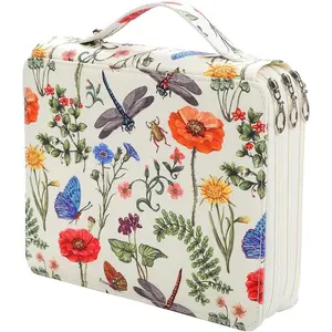 Portable 120 Slots Colored Pencil Case Organizer with Printed Pattern for Watercolor Pencils, Ideal Storage Organizer for Artist
