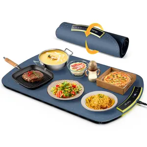 Food Warmer Mat, Electric Portable Silicone Warming Plate, Roll Up Heating Tray for Food, 8 Heat Levels, Food Warming Mats Coasters