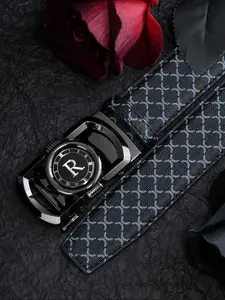 Men's Fashionable High-End Belt, Trendy Exquisite Belt, Automatic Buckle, Casual Business Men's Waistband, Trendy Leisure Belt Accessory, Premium Belts, Letter Buckle Belt