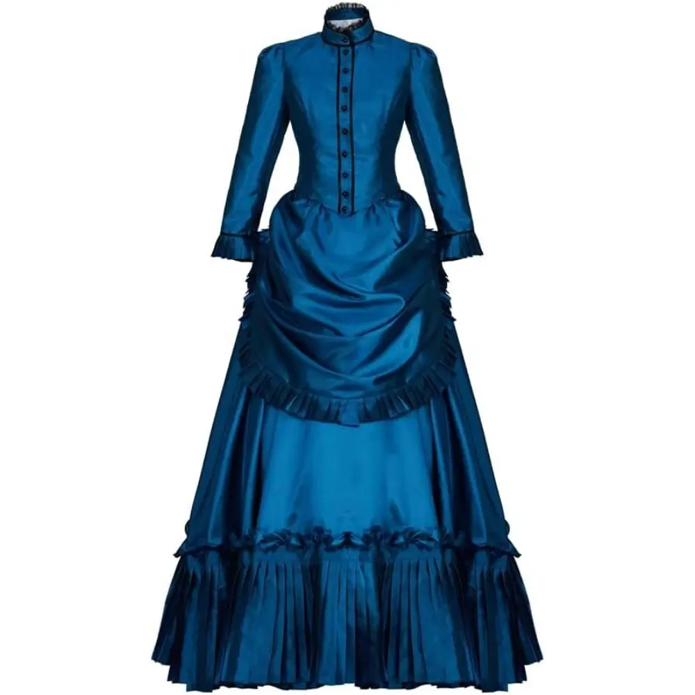Women's Victorian Bustle Gown - Hetty-Inspired Vintage Southern Belle Costume with Lace, Historically Inspired Tailoring, Polyester Fabric, Floor-Length, Comfortable Hip Design, XXXL, for Civil War Reenactments, Fashion, Formal Events, Dry Clean Only, Ele