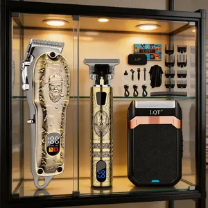 LQT All-In-One Antique Bronze Men's Hair Cutting Kit, Cordless Rechargeable Hair Clipper & Detail Trimmer with LCD Screen, Complete Home Barber Set with Travel Bag & Full Accessories, Save Money on Barbers for DIY Haircuts & Travel