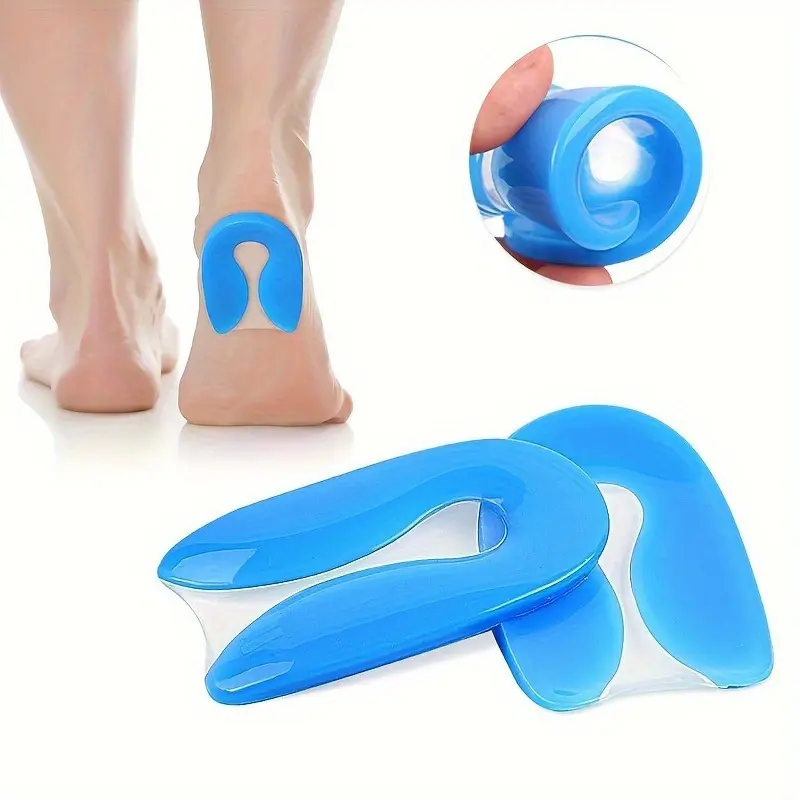 1pair Heel Cups, U-Shaped Orthopedic Foot Pads, Shock-Absorbing Insoles for Bone Spurs, Non-Electric Comfort Inserts with Anti-Slip Design, Plastic Material