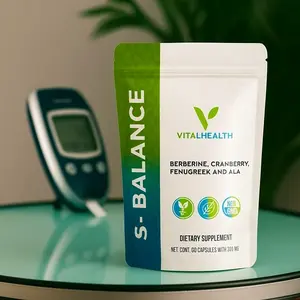 VitalHealth S-BALANCE Berberine Cranberry Fenugreek & ALA Dietary Supplement 60 Capsules 500 MG Non-GMO From Mexico Natural Healthcare