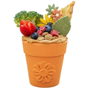 Large Flower Pot Durable PUP-X Rubber eCup Treat Dispenser & Enrichment Toy for Dogs 3.5” Tall 3.5” Diameter FDA Compliant Dishwasher Safe Slow Feeder Tray