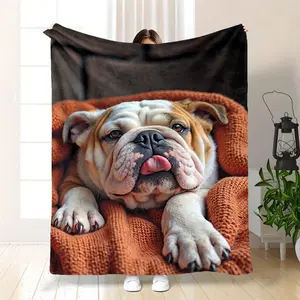 Cozy Bulldog Blanket - Soft Lightweight All-Season French Bulldog & English Bulldog Print Bedspread,% Indoor/Outdoor Use S &, Pet-Themed Couch Cover Or Camping Bedroll (Easy Care Bulldog Design)