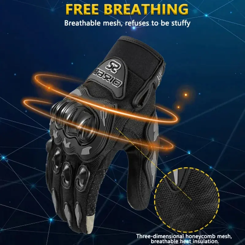 MJMOTO New Summer Breathable Full Finger Motorcycle Gloves Anti-Slip Wear-Resistant Touch Screen for Motocross Racing ATV MTB Biker Riding knuckle protection iron  wear hand  gloves waterproof touch screen