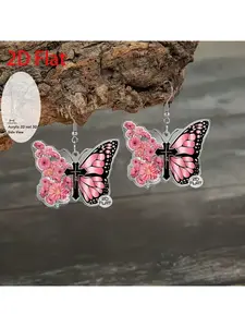 flower butterfly cross pendant earrings, fashionable jewelry, party gifts, holiday gifts for family and friends