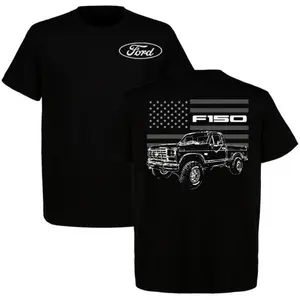 Ford American Flag Shirt, Ford F150 2-Sided Shirt, Graphic Tee, Soft Cotton, Car Enthusiast, Gift For Men, Menswear, Full Size