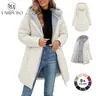 UMIPUBO Women's Long Sleeve Furry Puffer Down Jacket - Windproof, Waterproof, Slim Fit, Adjustable Coat for Commuting, Winter Outfits