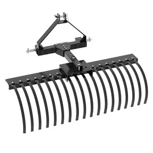 Heavy duty 50 inch tractor landscape rake -3-point towing, located behind the Dethatcher -18 steel teeth - perfect for rock, lawn, garden, farm, and grass maintenance, harley rake