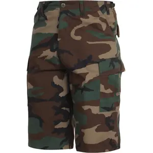 Woodland Camouflage - Tactical Cargo Extra Long BDU Shorts - Polyester Cotton Twill - Zipper Fly