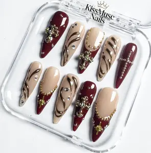 KissMuse Nails | HOLY EMBER 10PCS 100% Handmade Press-On Nails | Reusable Colorful Art