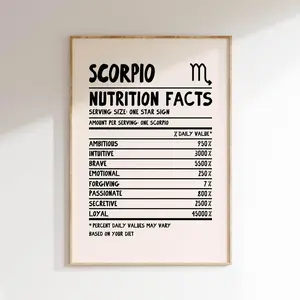 Unframed, Room Decor, Scorpio Print Zodiac Poster Star Sign Wall Art Scorpio Wall Art Trendy Scorpio Poster Zodiac Sign Print